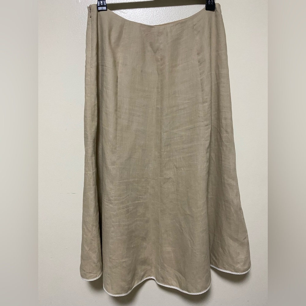 Talbots Beige Midi Linen Skirt Women Size 12 - Picture 4 of 12